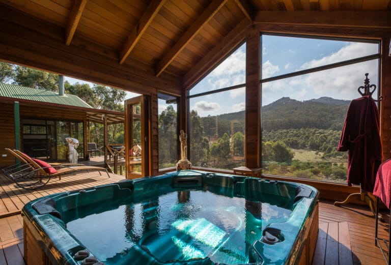 Unwind in the luxurious spa, taking in the stunning views of the Porongurup Ranges.